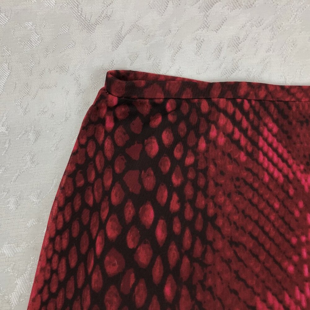 Express World Brand Midi Skirt with Red and Black Reptile Print Size S - Picture 4 of 12